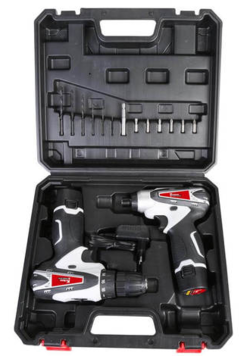 סט מברגות אימפקט + מברגה/מקדחה + שתי סוללות במזוודה