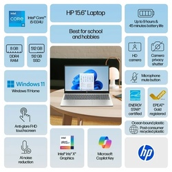מחשב נייד HP מסך מגע 15.6 מעבד Core i5 זיכרון 8GB RAM אחסון 512GB