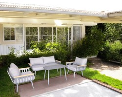 סט ישיבה אלומיניום אפור עם כריות אפור כהה