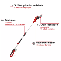 מסור שרשרת טלסקופי נטען 18V + סוללה 4.0AH ומטען