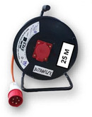 תוף כבל מאריך 25 מטר כבל בידוד כפול תלת פאזי